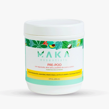 MAKA Pre-Poo hair treatment with avocado aloe vera coconut and castor oils 8 oz jar for extreme hydration and shine