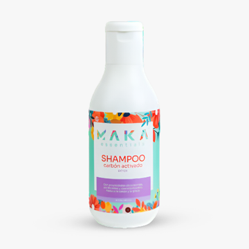 MAKA Activated Charcoal Shampoo 16oz bottle for dandruff control scalp detox and oil removal purifying hair cleanser